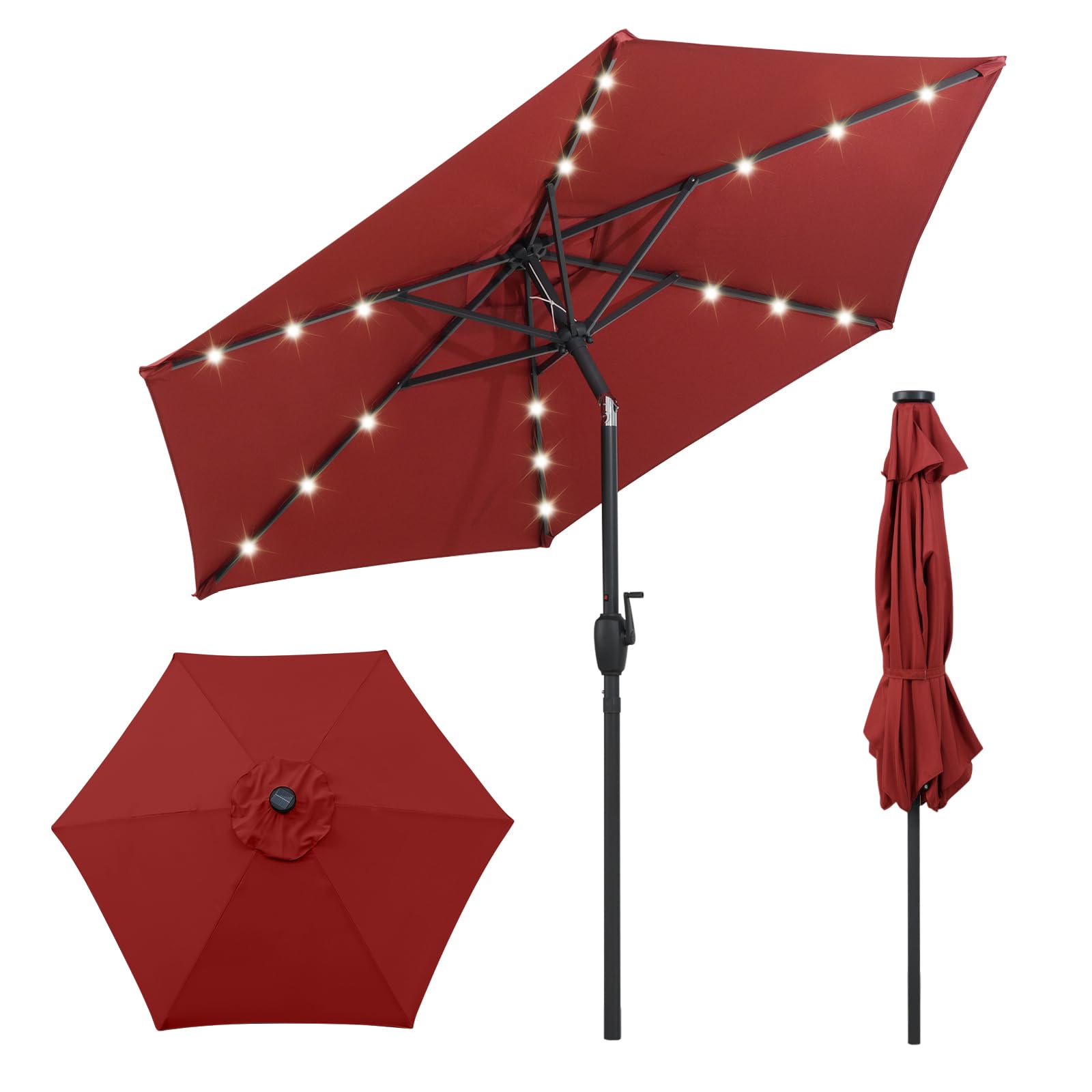 Tangkula 7.5 ft Solar LED Patio Umbrella